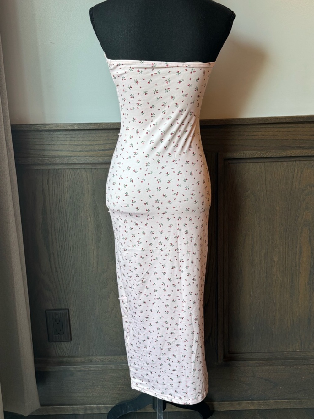 Milumia Strapless Pink Floral Midi bodycon Dress NWT Small - Picture 4 of 7